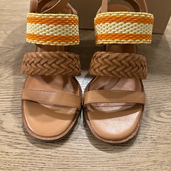Lucky Brand Lissie Braided WEDGE LIKE SANDAL TAN SUNFLOWER MULTI SIZE 10M - Picture 4 of 7